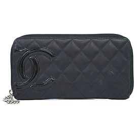Chanel Cambon Zip Around Quilted Lambskin Long Black