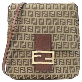 Bolsa de ombro Fendi em canvas bege Bege