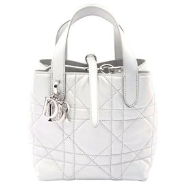 Dior Toujours Cannage 2WAY Leder Tote Bag Silber Metallisch