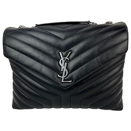 Yves Saint Laurent Borsa a tracolla Saint Laurent in pelle di vitello Medium Loulou Matelasse Black Nero