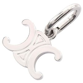 Céline Celine Metal Triomphe Charm Keychain Silvery Metallic