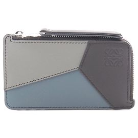 Loewe Puzzle Leather Card Coin Case Grey