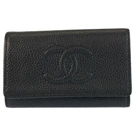 Chanel Leather Coco Mark Key Case Black