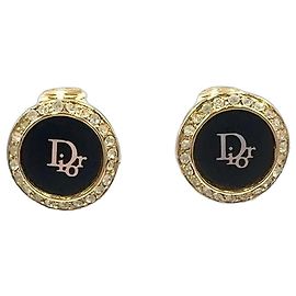 Dior Trotter Logo Ohrringe GP Email Steine Weiß