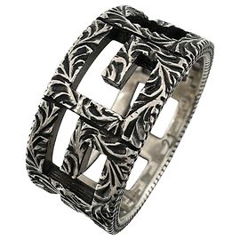 GUCCI Square G Ring, Silver, Men's Silvery