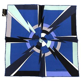Bulgari BVLGARI Lenço e Cachecol de Seda Azul Pocket Square Azul