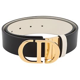 Cinturón reversible Christian Dior 30 Montaigne Negro Blanco