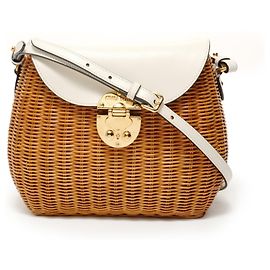Bolsa de ombro de palha marrom Miu Miu Marrom