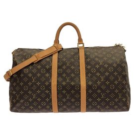 Louis Vuitton Monogram Keepall Bandoulière 55cm Bolsa Boston Marrom