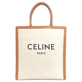 Céline Sac Cabas Vertical Large Celine Marron Blanc