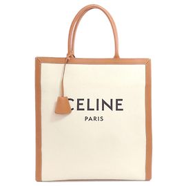 Céline Sac Cabas Vertical Large Celine Marron Blanc
