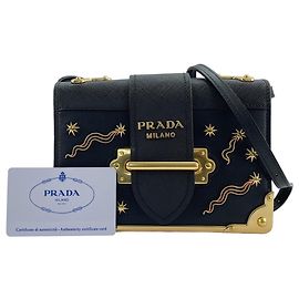 Borsa a tracolla Prada Cahier con borchie Nero