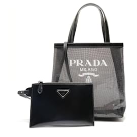 Prada Black Sequin Mesh Handbag Black