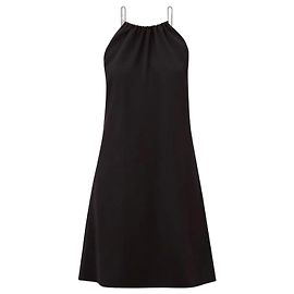 Robe Prada Noire Col Licou avec Détail Chaîne Noir