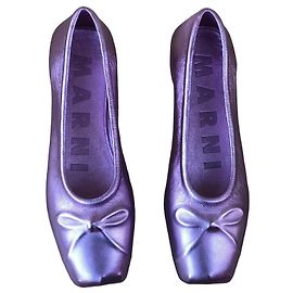 Marni Metallic Leather Ballet Flats Pink Metallic