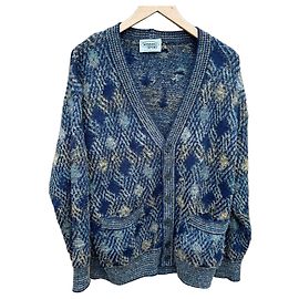 Missoni Sport V-Ausschnitt Cardigan Geometrisches Muster Braun Weiß Blau Grün