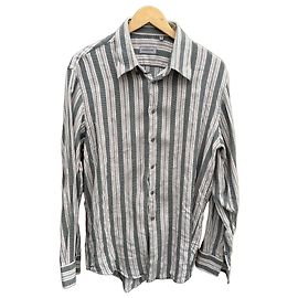 Versace Classic Camisa de Algodón a Rayas Blanco Roja Gris