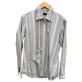 Missoni Camisa de algodón a rayas multicolores Castaño Blanco Azul Verde Púrpura