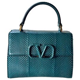 Valentino Garavani blue python skin handbag Blue