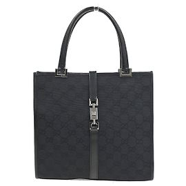 Sac cabas Gucci Jackie GG Canvas et cuir Small Noir