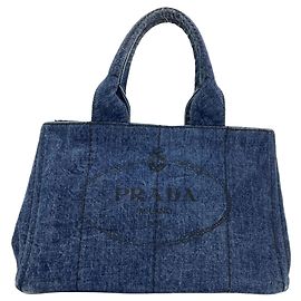 Bolsa Tote Prada Canapa Denim Azul