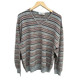 Missoni Sport V-Ausschnitt Pullover Braun Schwarz Weiß Rot Grau