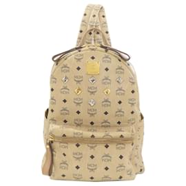 MCM All-Over Print Studded Backpack Beige