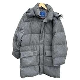 Moncler Grey Wool Blend Down Puffer Coat Grey