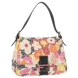 Borsa a tracolla FENDI Mamma Baguette Zucchino Canvas Multicolore Oro Auth 188917SAM Multicolore D'oro