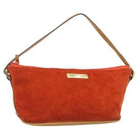 GUCCI Accessory Pouch Suede Orange Gold 039 1103 2123 Auth 188458 Golden Orange