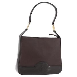VERSACE Shoulder Bag Leather Brown Gold Auth ka4945 Brown Golden