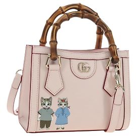 Bolsa de Mão GUCCI Bamboo em Couro 3way Ouro Rosa 841488 Auth 185846SM Rosa Dourado