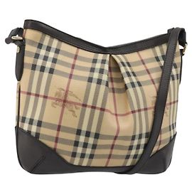 Borsa a Spalla BURBERRY Nova Check in Tela Beige Auth 188055A Beige