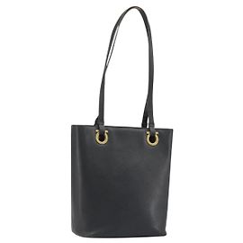 Borsa Tote Salvatore Ferragamo Gancini in pelle nera e oro Auth 187416 Nero D'oro