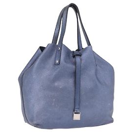 Autre Marque Sac à main réversible TIFFANY&Co. en daim bleu Authentique 189384 Bleu