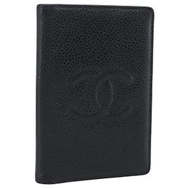 CHANEL Kartenetui Caviar Leder Schwarz CC Auth 188321M Schwarz