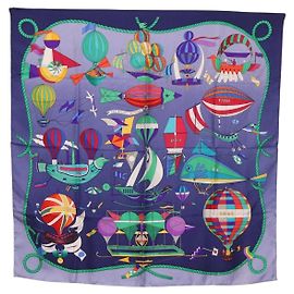 Hermès HERMES Carré90 Seidentuch "LES FOLIES DU CIEL" Blau Authentisch 188021 Blau