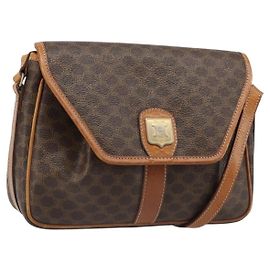 Céline Borsa a tracolla CELINE Macadam Canvas PVC Pelle Marrone Oro Aut 187817 Marrone D'oro