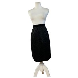 Vintage Balenciaga Seidenrock mit schwarzem Samtbund Schwarz