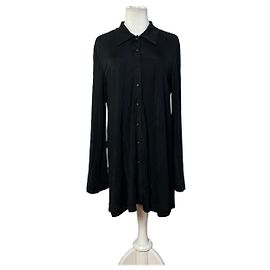 Vintage Fendi Logo Button Rayon Shirt Black M Black