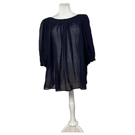 Chemisier vintage Yves Saint Laurent en laine et nylon bleu marine M Bleu Marine