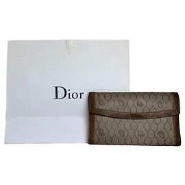 Cartera Vintage Dior Oblique Canvas Beige Marrón Oro Beige