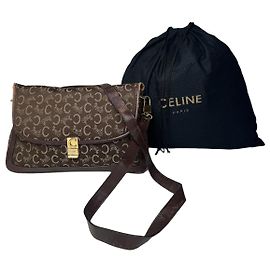 Céline Bolsa de Ombro / Crossbody Vintage Celine Paris Monogram Marrom Marrom