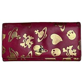 Cartera de cuero estampado Vintage Vivienne Westwood Rosa Oro Rosa