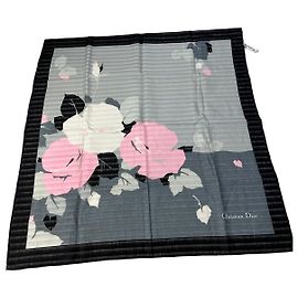 Vintage Dior Seidentuch Grau Rosa Weiß Grau