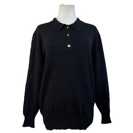 Chloé Vintage Chloe Wool Sweater Black Gold Buttons L Black