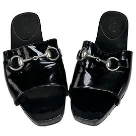 Mules Vintage Gucci in vernice nero e argento EU36 Nero
