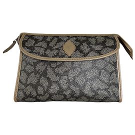 Yves Saint Laurent Clutch de lona texturizada Vintage Saint Laurent Cinza Bege Cinza