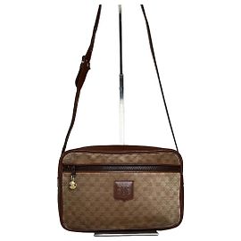 Céline Bolsa Transversal Vintage Celine em Canvas Monograma Bege Marrom Dourado Bege