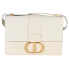 Borsa a patta 30 Montaigne in vitello liscio bianco Christian Dior Bianco